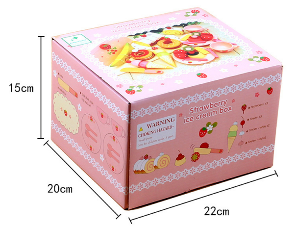 Wooden Decoration Cake Ice Cream Cutting Set Pretend Play Toy Gift Set - Image 10