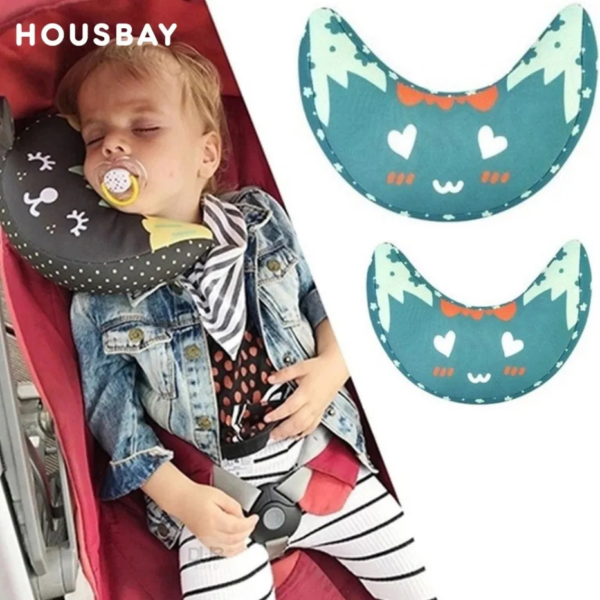 Kids Pram Stroller Head Neck Support Stroller Belt Pillow - Green - Image 1