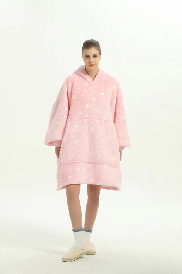 Wearable Blanket Hoodie Luminous Glow in Dark One size Hooded - Adult Pink - Image 12