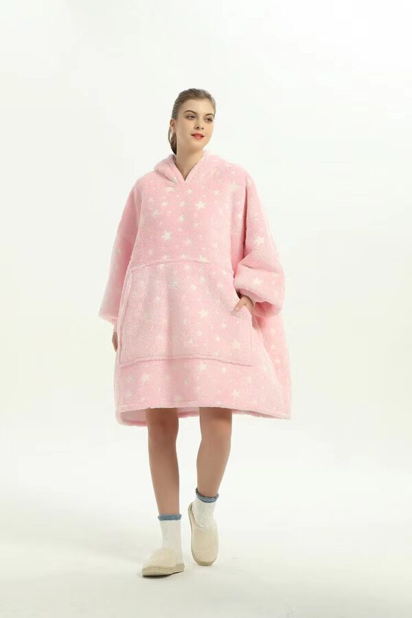 Wearable Blanket Hoodie Luminous Glow in Dark One size Hooded - Adult Pink - Image 11