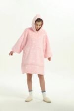 Wearable Blanket Hoodie Luminous Glow in Dark One size Hooded - Adult Pink - Image 10