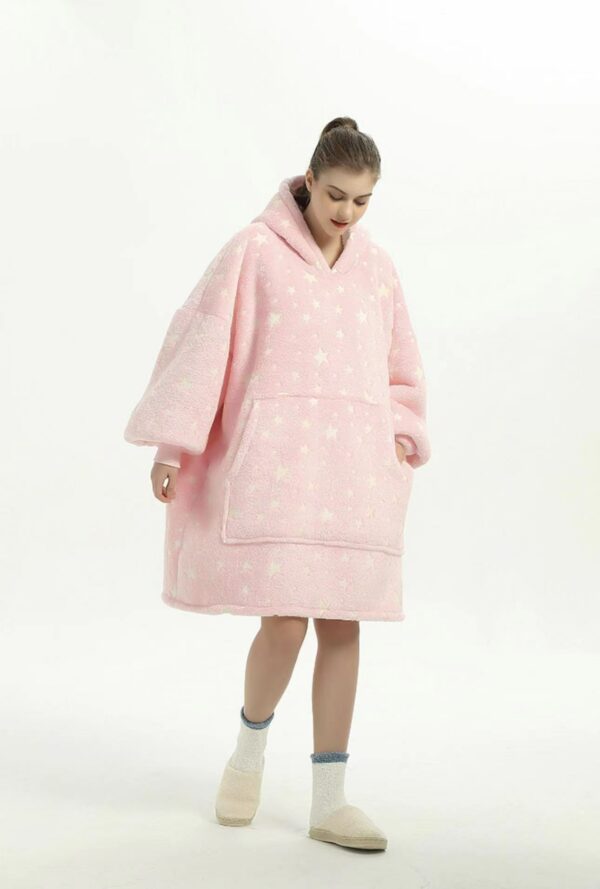 Wearable Blanket Hoodie Luminous Glow in Dark One size Hooded - Adult Pink - Image 8