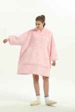 Wearable Blanket Hoodie Luminous Glow in Dark One size Hooded - Adult Pink
