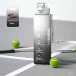 Water Bottle Dual-Way Drink 1L - White n Black - Image 9