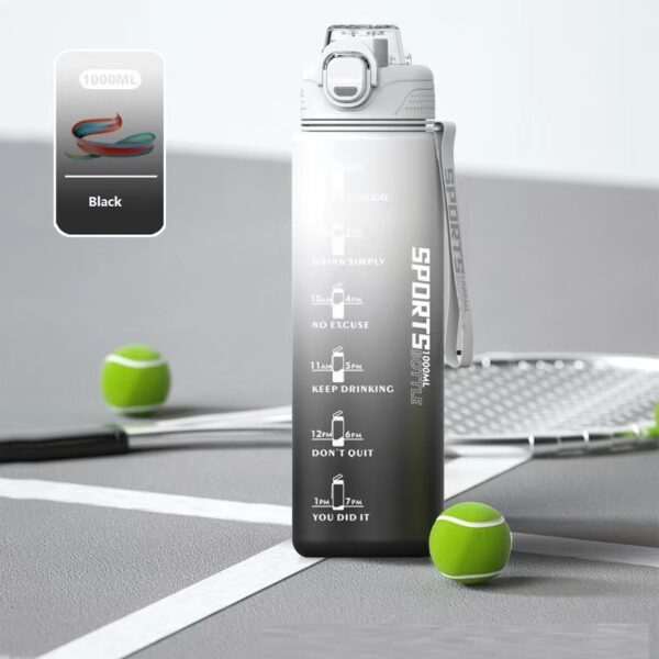 Water Bottle Dual-Way Drink 1L - White n Black - Image 9