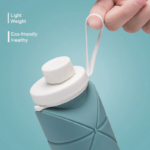 600ml BPA Free Food Grade Water Bottle Foldable Travel Cup - Pink - Image 3