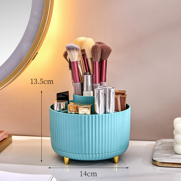 360Penholder-blue 360 Degree Rotary Pen Holder Makeup Brushes Holder Desktop Organiser-Blue - Image 1