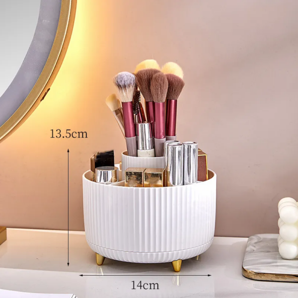 360 Degree Rotary Pen Holder Makeup Brushes Holder Desktop Organiser-Whtie - Image 2