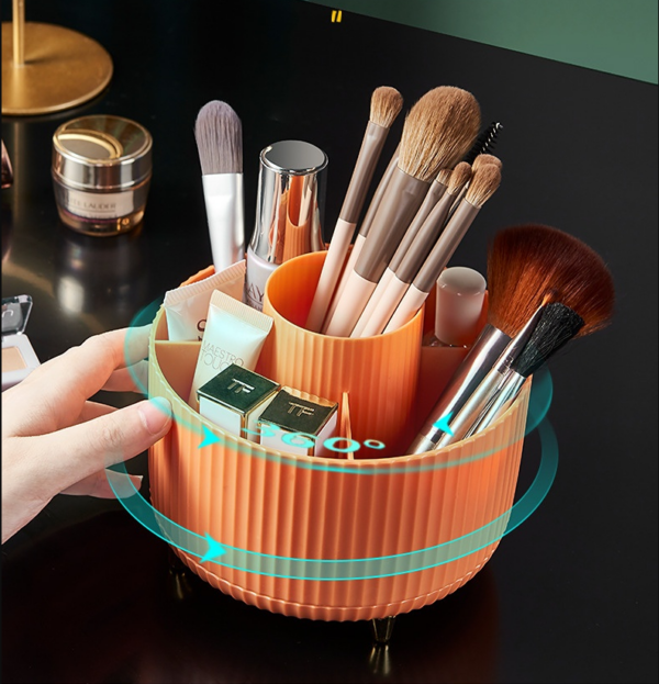360 Degree Rotary Pen Holder Makeup Brushes Holder Desktop Organiser-Whtie - Image 5