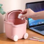 Desktop Mini Trash Can Table Waste Bin - Pink - Image 4