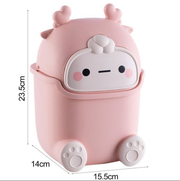 Desktop Mini Trash Can Table Waste Bin - Pink - Image 1