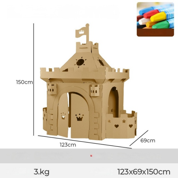 DIY Cardboard Playhouse Castle Play Tent Play House - Image 2