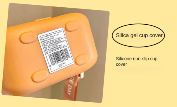 700ml Water Bottle Cute Bear Design with Plastic Straw - Yellow - Image 6