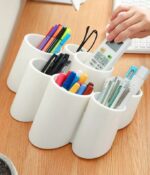 Pen Holder Makeup Brushes Holder Desktop Organiser Wall Mounted-White - Image 7