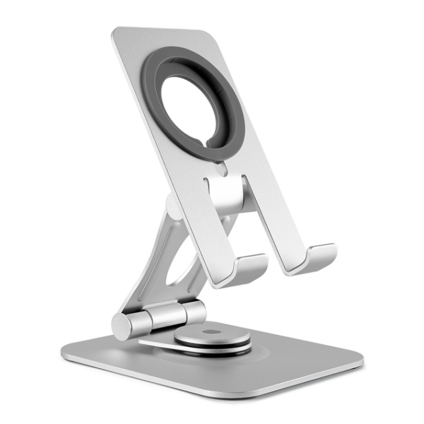 360 Rotation Tablet Stand Foldable Phone Holder - Silver - Image 1