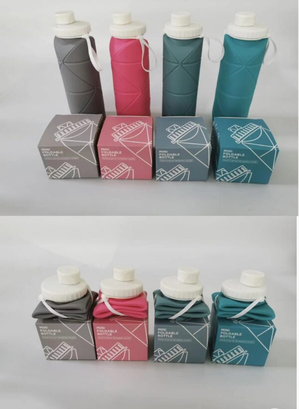 600ml BPA Free Food Grade Water Bottle Foldable Travel Cup - Pink - Image 8