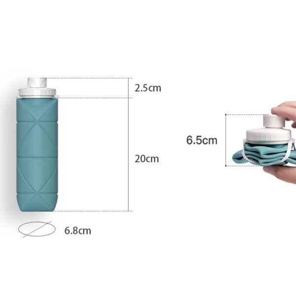600ml BPA Free Food Grade Water Bottle Foldable Travel Cup - Pink - Image 9