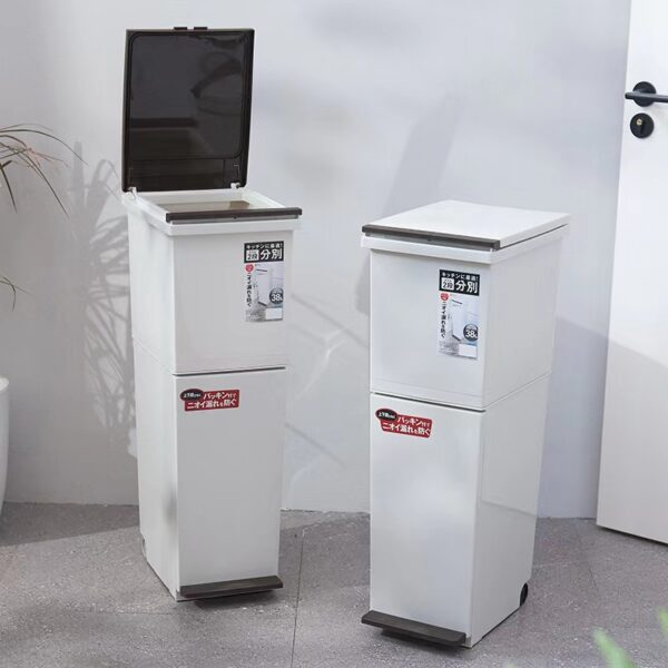 Rubbish Bin 2 layers 38L - White Lid - Image 5