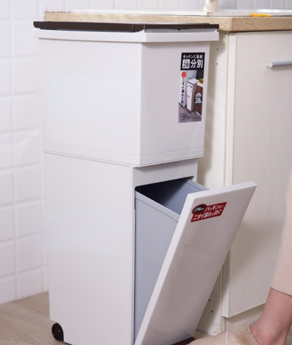 Rubbish Bin 2 layers 38L - White Lid - Image 13