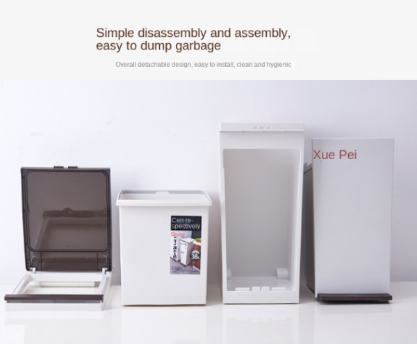 Rubbish Bin 2 layers 38L - White Lid - Image 6