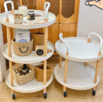Bedside Table Shelf 3-tier Cart Storage Rack Round Shape - Image 3