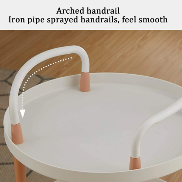 Bedside Table Shelf 3-tier Cart Storage Rack Round Shape - Image 6