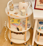 Bedside Table Shelf 3-tier Cart Storage Rack Round Shape - Image 4