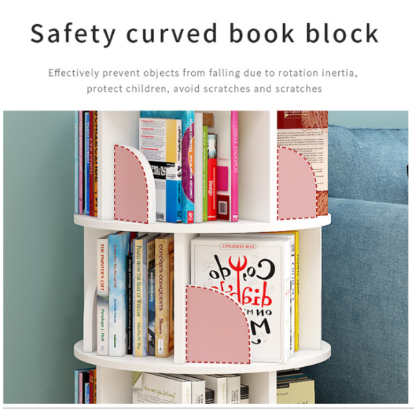Kids bookshelf 360 degree rotation extra storage 5 layers - Image 5