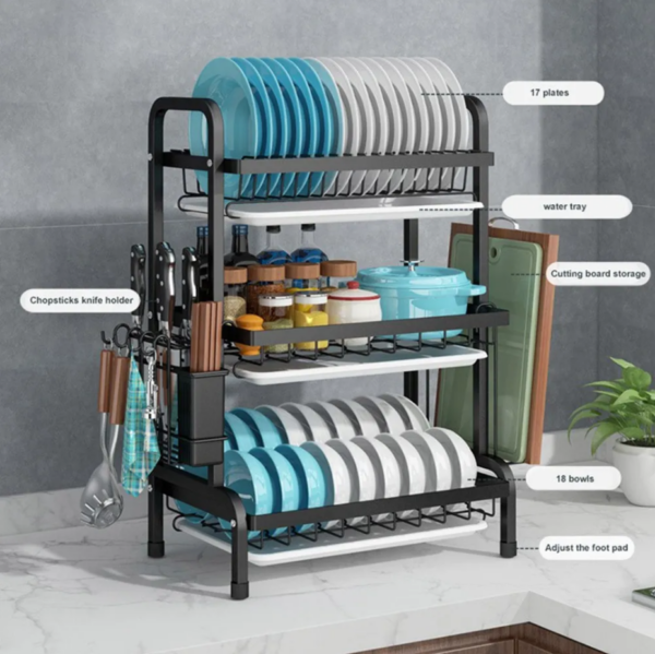 3 Tier Kitchen Dish Rack Storage Unit Kitchen Shelf - Image 4