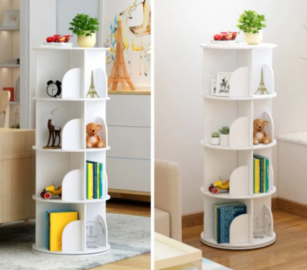 Kids bookshelf 360 degree rotation extra storage 4 layers - Image 6