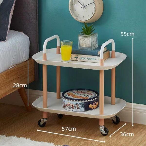 Bedside Table Shelf 2-tier Cart Storage Rack Rectangle Shape - Image 1