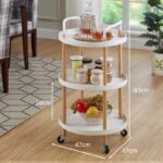 Bedside Table Shelf 3-tier Cart Storage Rack Round Shape