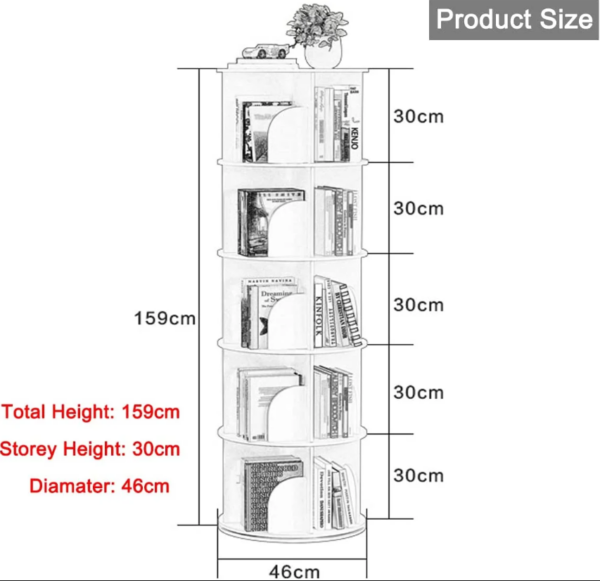Kids bookshelf 360 degree rotation extra storage 5 layers - Image 2