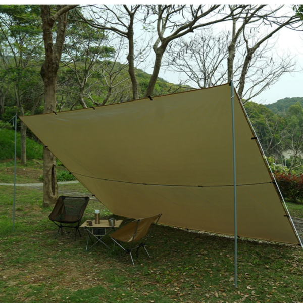 Camping Tent Outdoor Sun Shade 4x4M Waterproof 19 Hanging Points - Khaki - Image 3