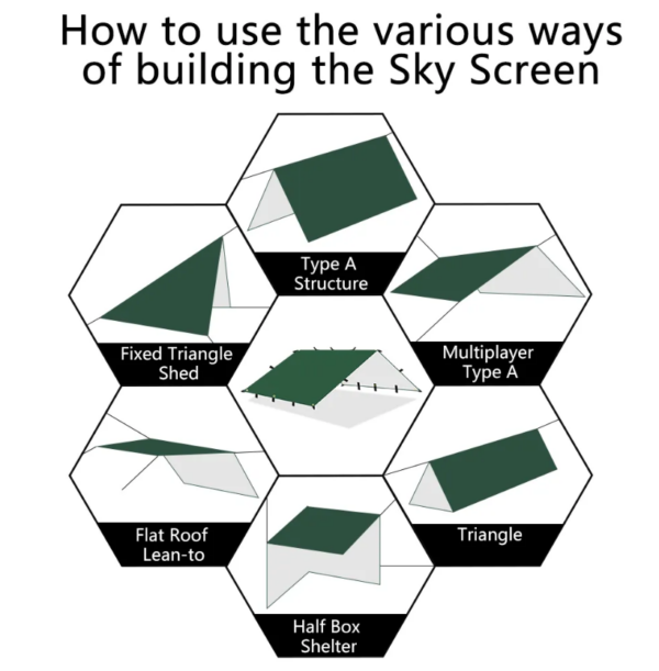 Camping Tent Outdoor Sun Shade 4x4M Waterproof 19 Hanging Points - camouflage - Image 9