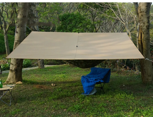 Camping Tent Outdoor Sun Shade 4x4M Waterproof 19 Hanging Points - Khaki - Image 4