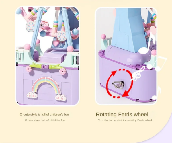 Building Blocks Rotating Music Box Building Bricks 710pcs - Ferris wheel - Image 6