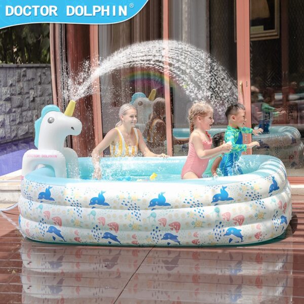 IMG_3249 Large Inflatable Swimming Pool with Water Spray Toy - Image 1