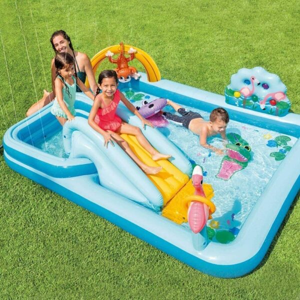 Inflatable Pool Water Play Center Water Slide - Crocodile Park - Image 1