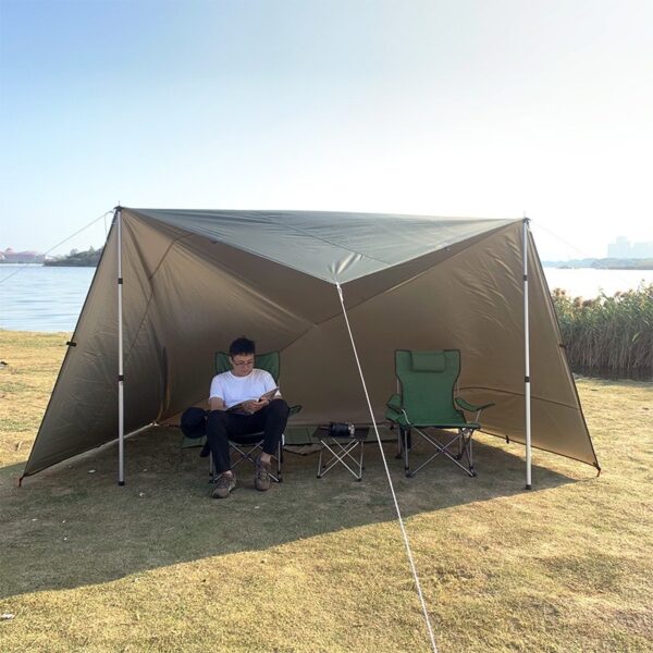 Camping Tent Outdoor Sun Shade 4x4M Waterproof 19 Hanging Points - DarkGreen - Image 3