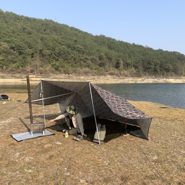 Camping Tent Outdoor Sun Shade 4x4M Waterproof 19 Hanging Points - camouflage - Image 2
