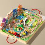 Wooden Train Box with trains tracks and toys and storage - Image 5