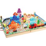 Wooden Train Box with trains tracks and toys and storage - Image 3