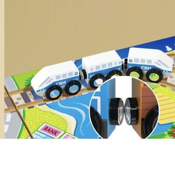 Wooden Train Box with trains tracks and toys and storage - Image 10