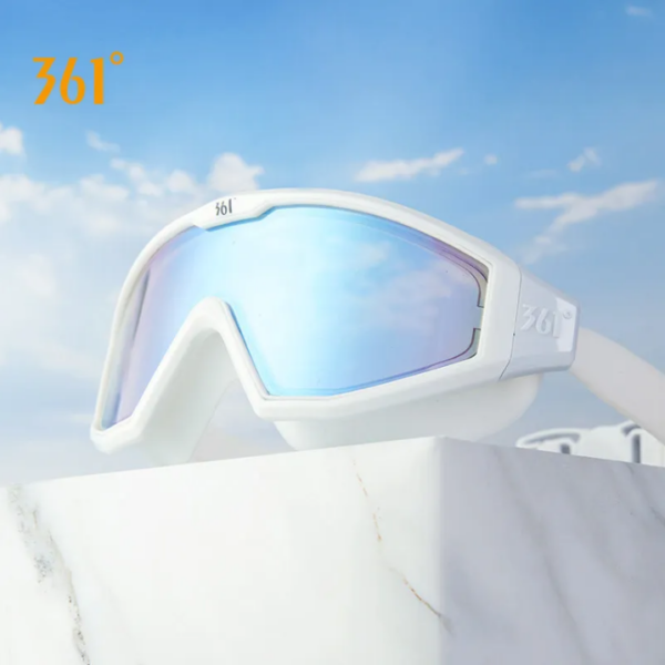 Swimming Goggles Anti-fog Electroplating Professional UV Protection - White - Image 2