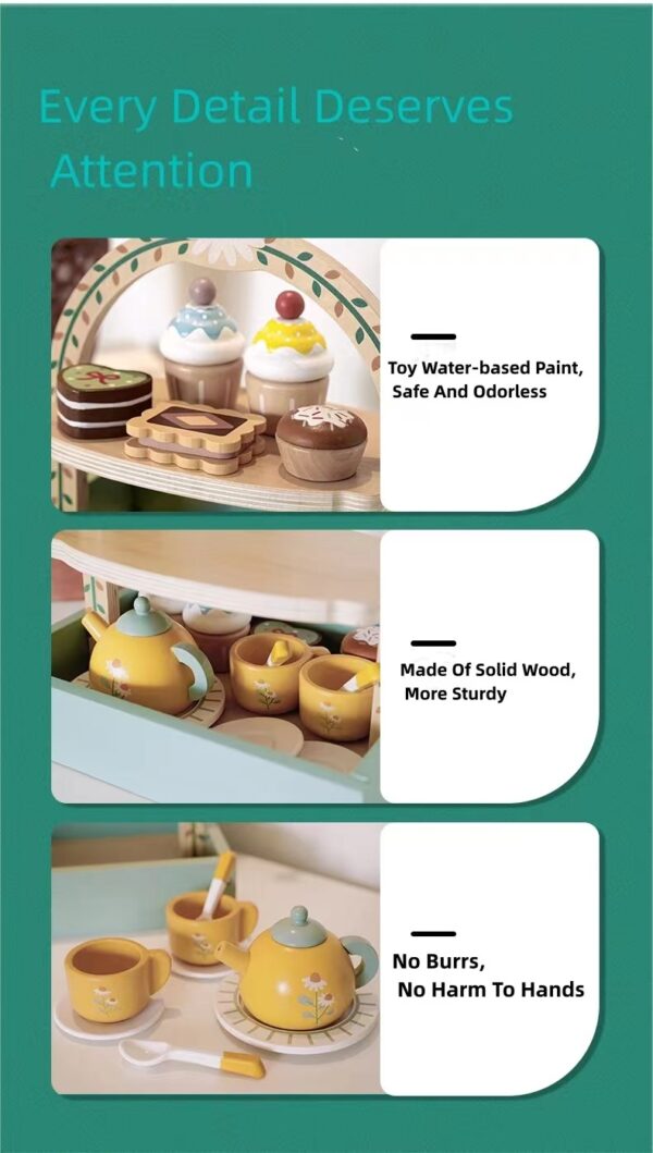 Wooden Simulation Royal Afternoon Tea Set - Image 6