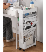 Book Rack Mobile Bookcase Art Trolley 5 Tier Book Storage - Image 3