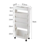 Book Rack Mobile Bookcase Art Trolley 5 Tier Book Storage - Image 2