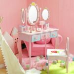 Wooden Simulation Dressing Table with Stool and Accessories Pretend Play Toy - Image 2