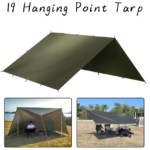 Camping Tent Outdoor Sun Shade 4x4M Waterproof 19 Hanging Points - DarkGreen